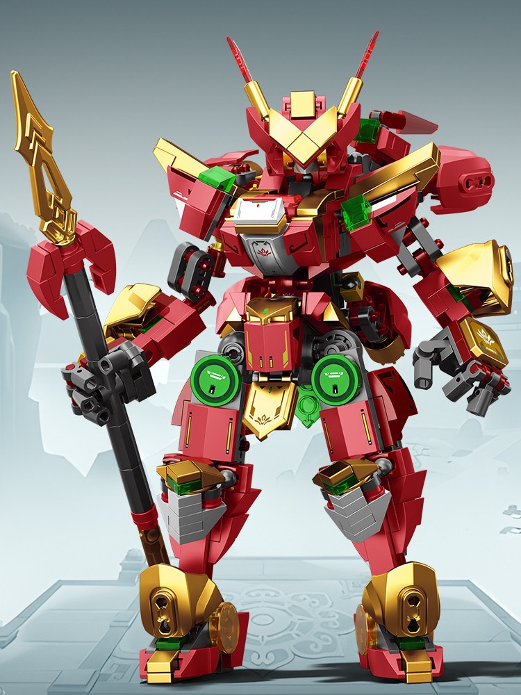 Model Kit Nezha - センボブロック ネザ戦士メカ 組み立てブロック 510ピース 三国志 組み立てモデルキット