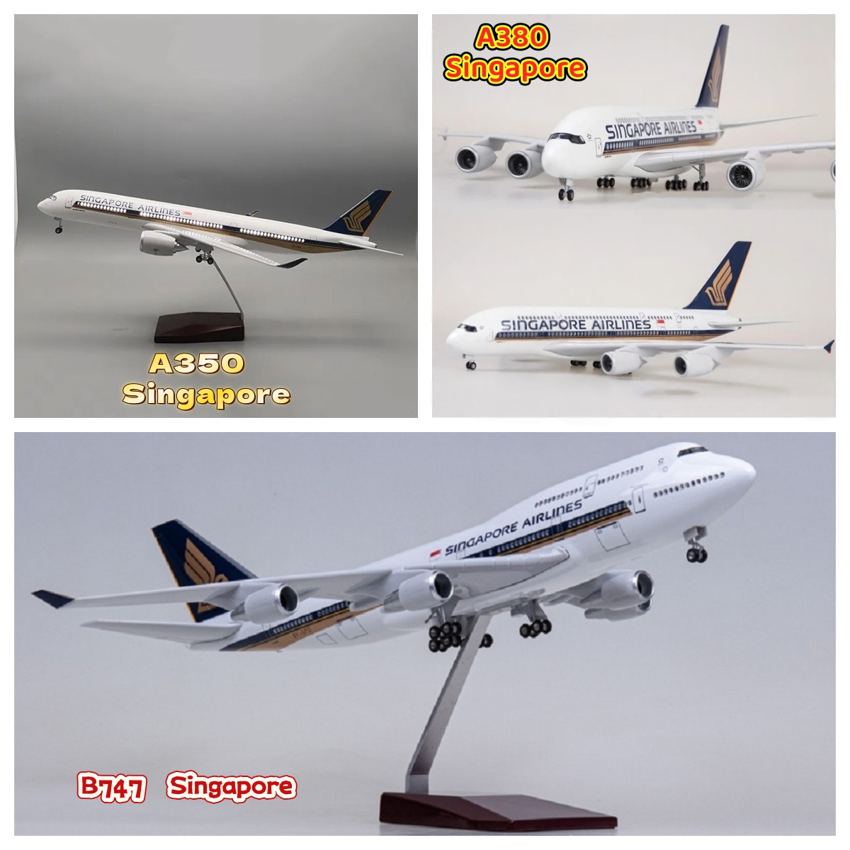 Model Kit Singapore - シンガポール航空 A350/A380/B747 スケール航空機 おもちゃ 47CM 飛行機模型