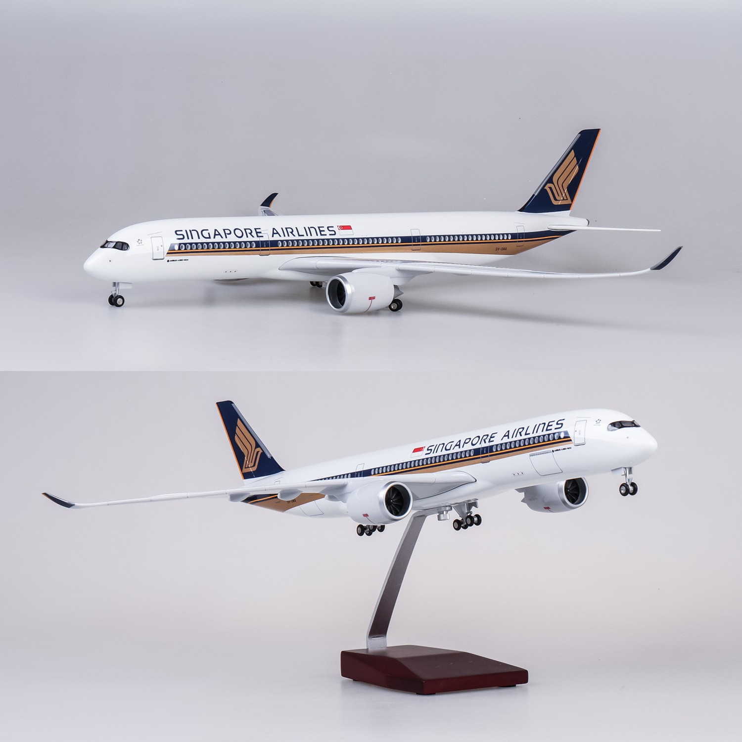Model Kit Singapore - 47cm大型おもちゃ飛行機シンガポールA350ダイキャスト樹脂製飛行機モデルキット、スタンド付き、航空愛好家へのギフトまたはコレクションに