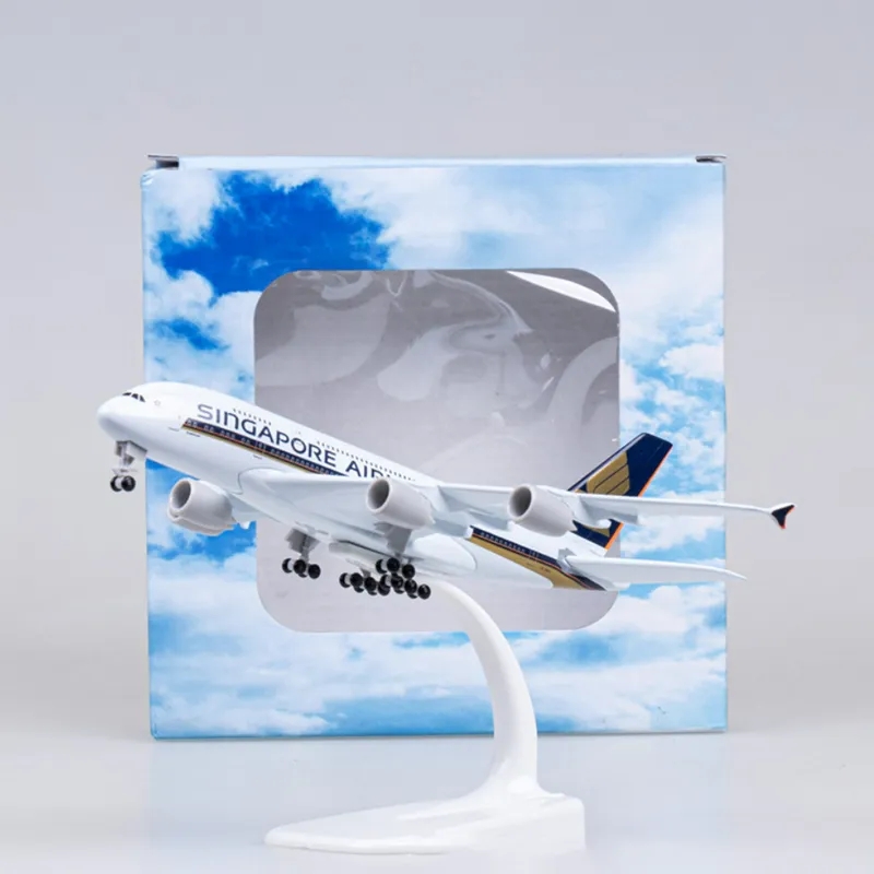Model Kit Singapore - 20 センチメートル金属飛行機おもちゃ A380 シンガポール航空ミニチュア飛行機合金材料航空シミュレーションレプリカグッズ航空機