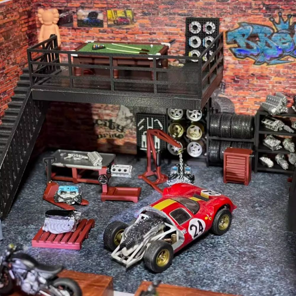 カスタム修正 1/64 エンジンクレーンガレージ修理シーンア - Model Kit Zombie のレビューと価格