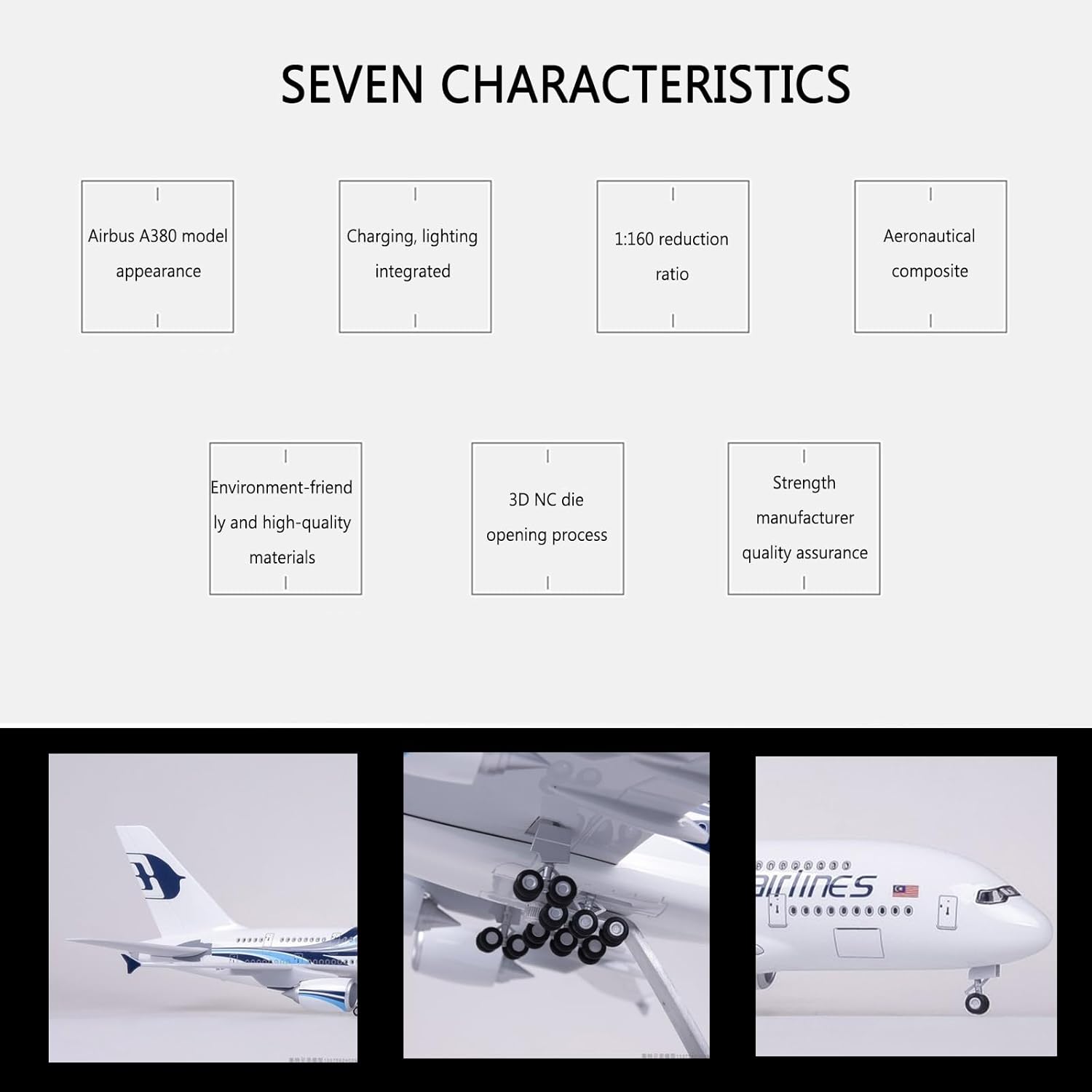 1:160 スケールマレーシア航空 A380 金属飛行機モデ - Model Kit Ixchel のレビューと価格